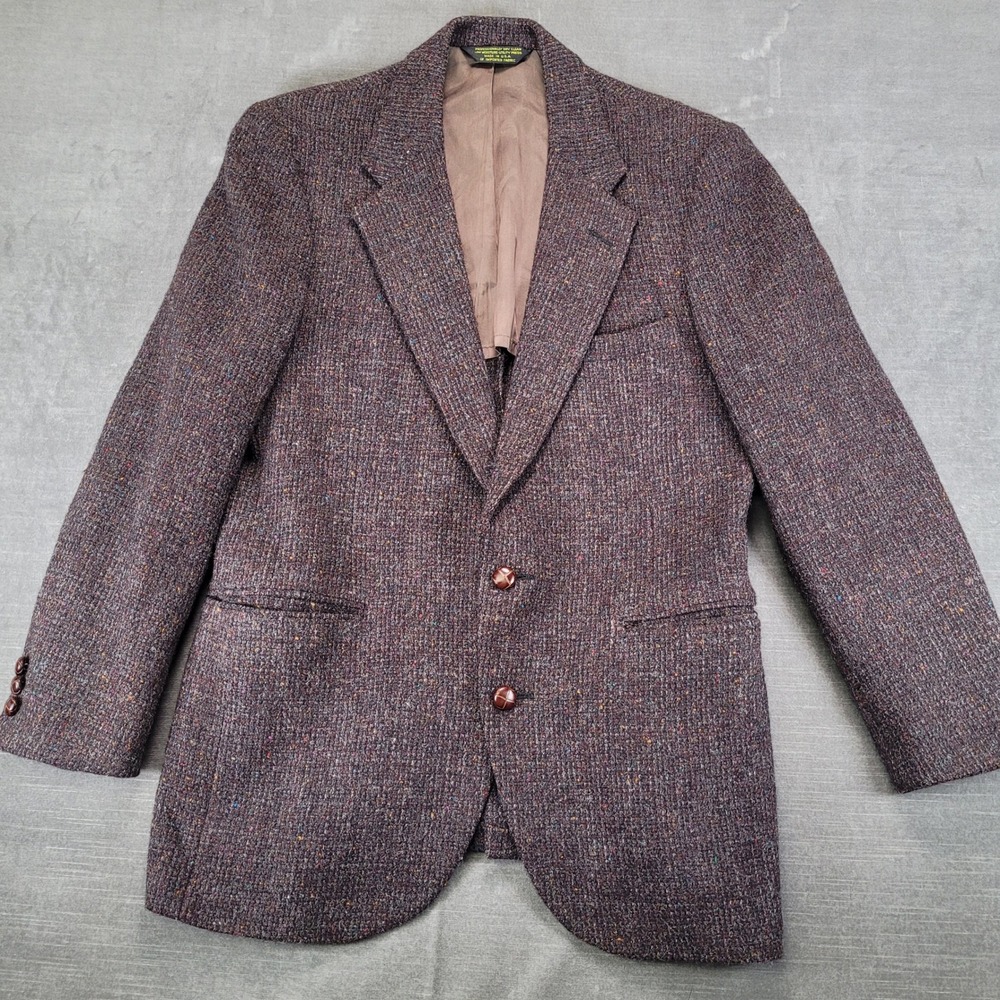 Harris Tweed Mens Brown Handwoven Pure Scottish Wool Sport Coat Blazer Jacket